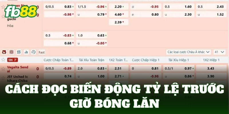Cách đọc biến động tỷ lệ trước giờ bóng lăn