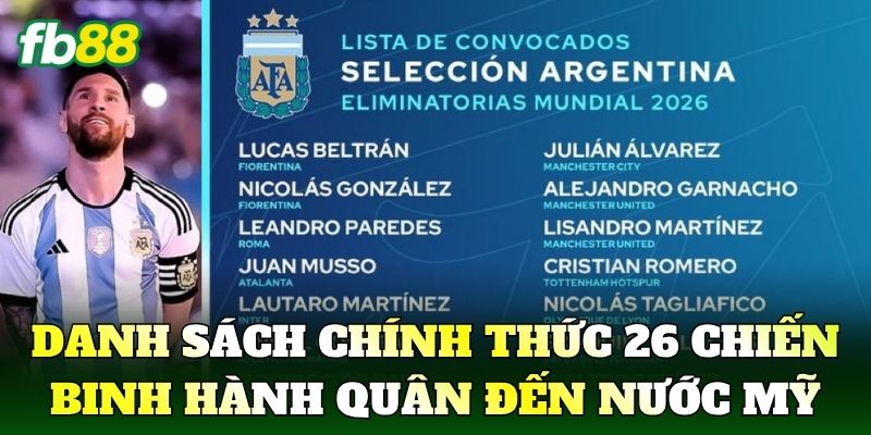Danh sách chính thức 26 chiến binh hành quân đến nước Mỹ