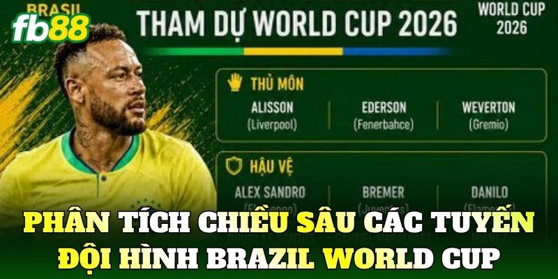 Phân tích chiều sâu các tuyến trong Đội Hình Brazil World Cup