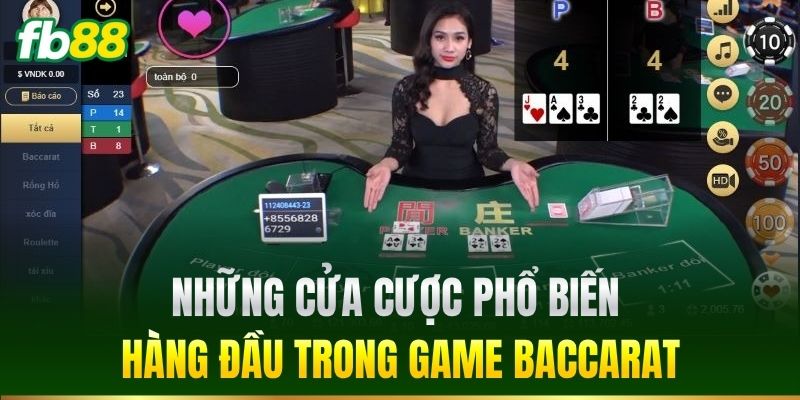 Những cửa cược phổ biến hàng đầu trong game Baccarat